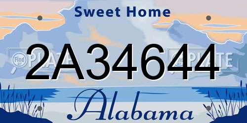 2A34644 Alabama License Plate
