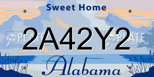2A42Y2 Alabama License Plate