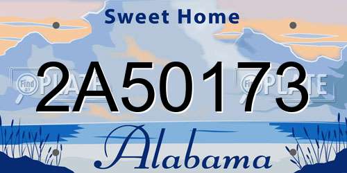 2A50173 Alabama License Plate