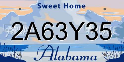 2A63Y35 Alabama License Plate