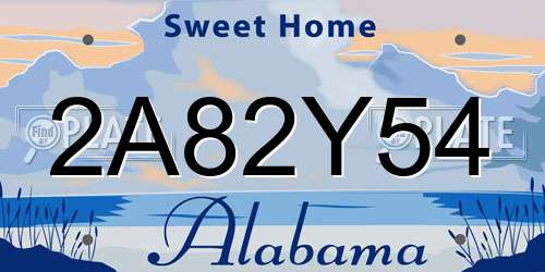 2A82Y54 Alabama License Plate