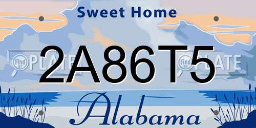 2A86T5 Alabama License Plate
