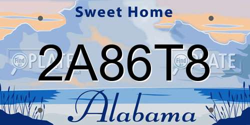 2A86T8 Alabama License Plate