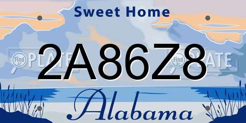 2A86Z8 Alabama License Plate
