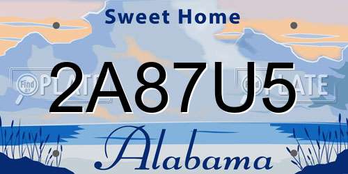 2A87U5 Alabama License Plate