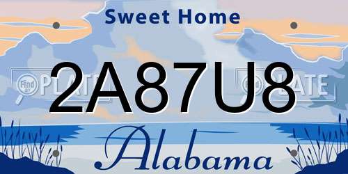 2A87U8 Alabama License Plate