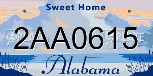 2AA0615 Alabama License Plate