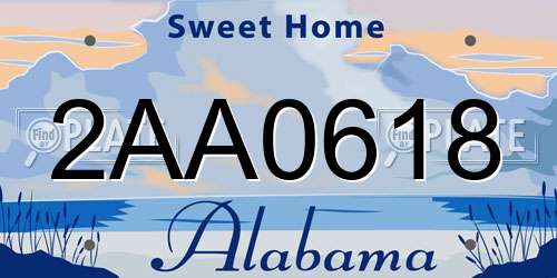 2AA0618 Alabama License Plate