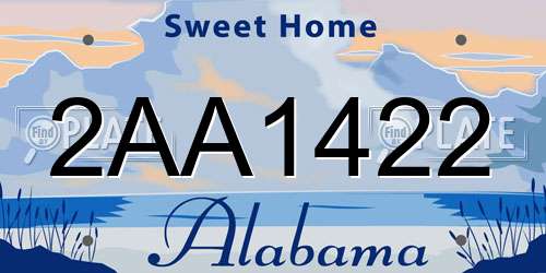 2AA1422 Alabama License Plate