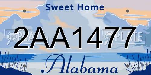 2AA1477 Alabama License Plate