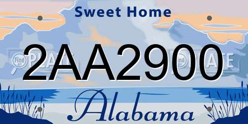 2AA2900 Alabama License Plate