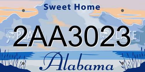 2AA3023 Alabama License Plate