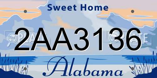 2AA3136 Alabama License Plate