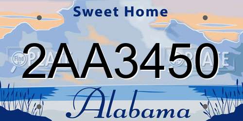 2AA3450 Alabama License Plate