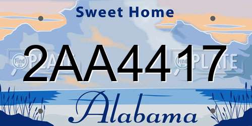 2AA4417 Alabama License Plate
