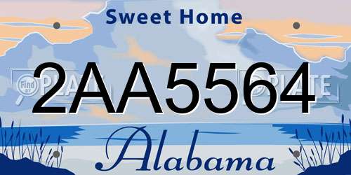 2AA5564 Alabama License Plate