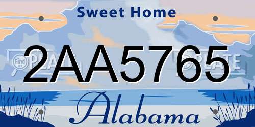 2AA5765 Alabama License Plate