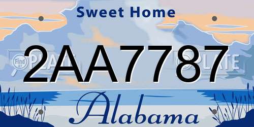 2AA7787 Alabama License Plate