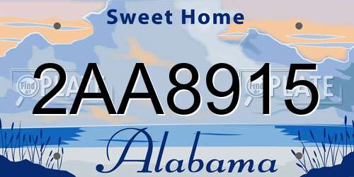 2AA8915 Alabama License Plate