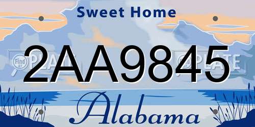 2AA9845 Alabama License Plate