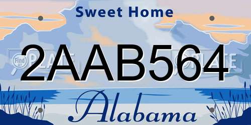 2AAB564 Alabama License Plate