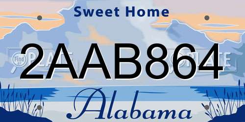 2AAB864 Alabama License Plate