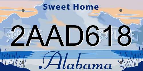 2AAD618 Alabama License Plate