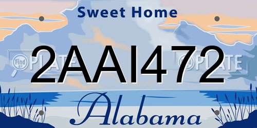 2AAI472 Alabama License Plate