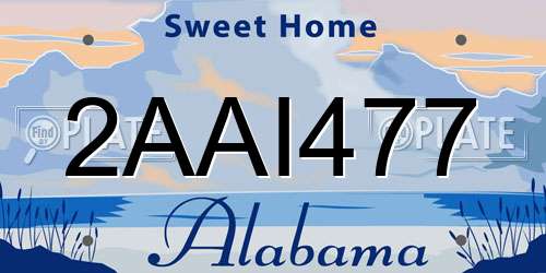 2AAI477 Alabama License Plate