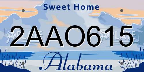 2AAO615 Alabama License Plate