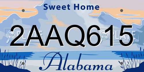2AAQ615 Alabama License Plate