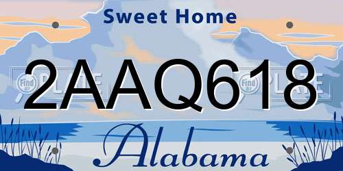 2AAQ618 Alabama License Plate
