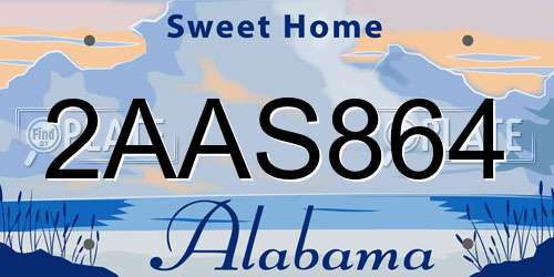 2AAS864 Alabama License Plate