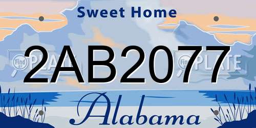 2AB2077 Alabama License Plate