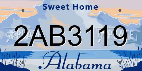 2AB3119 Alabama License Plate