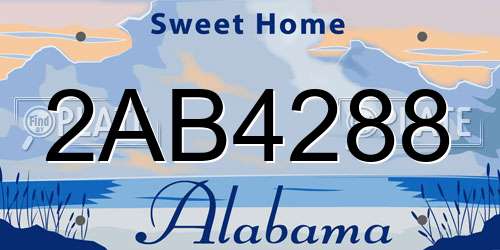 2AB4288 Alabama License Plate