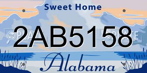 2AB5158 Alabama License Plate