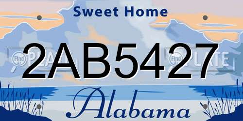 2AB5427 Alabama License Plate
