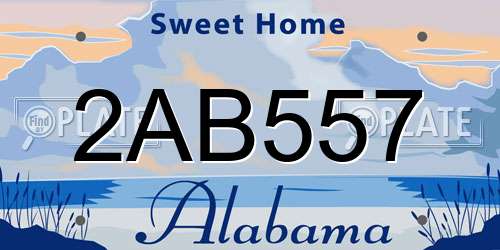 2AB557 Alabama License Plate