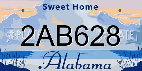 2AB628 Alabama License Plate