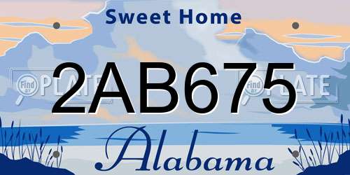 2AB675 Alabama License Plate