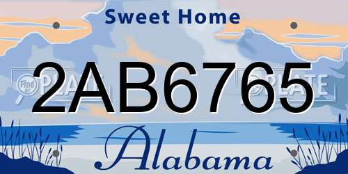 2AB6765 Alabama License Plate