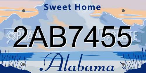 2AB7455 Alabama License Plate