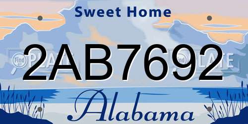 2AB7692 Alabama License Plate