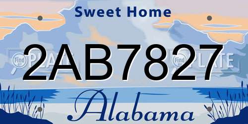 2AB7827 Alabama License Plate