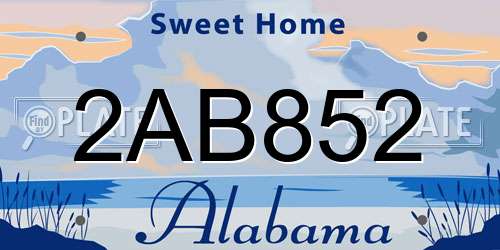 2AB852 Alabama License Plate