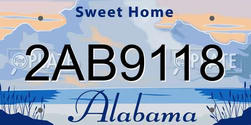 2AB9118 Alabama License Plate