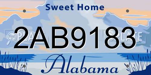 2AB9183 Alabama License Plate