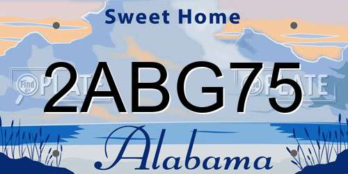 2ABG75 Alabama License Plate