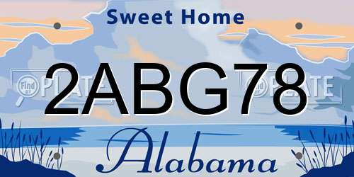 2ABG78 Alabama License Plate